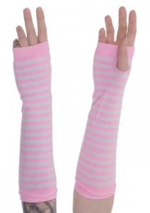 Black and pink striped mittens, cute kawaii japan