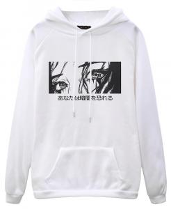 Sweat hoodie blanc, visage triste expressif, goth street